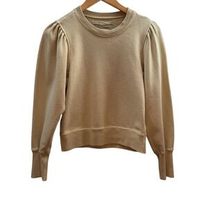Unsubscribed French Terry Beige Crewneck Puffed Sleeve Sweatshirt XS‎  Cotton